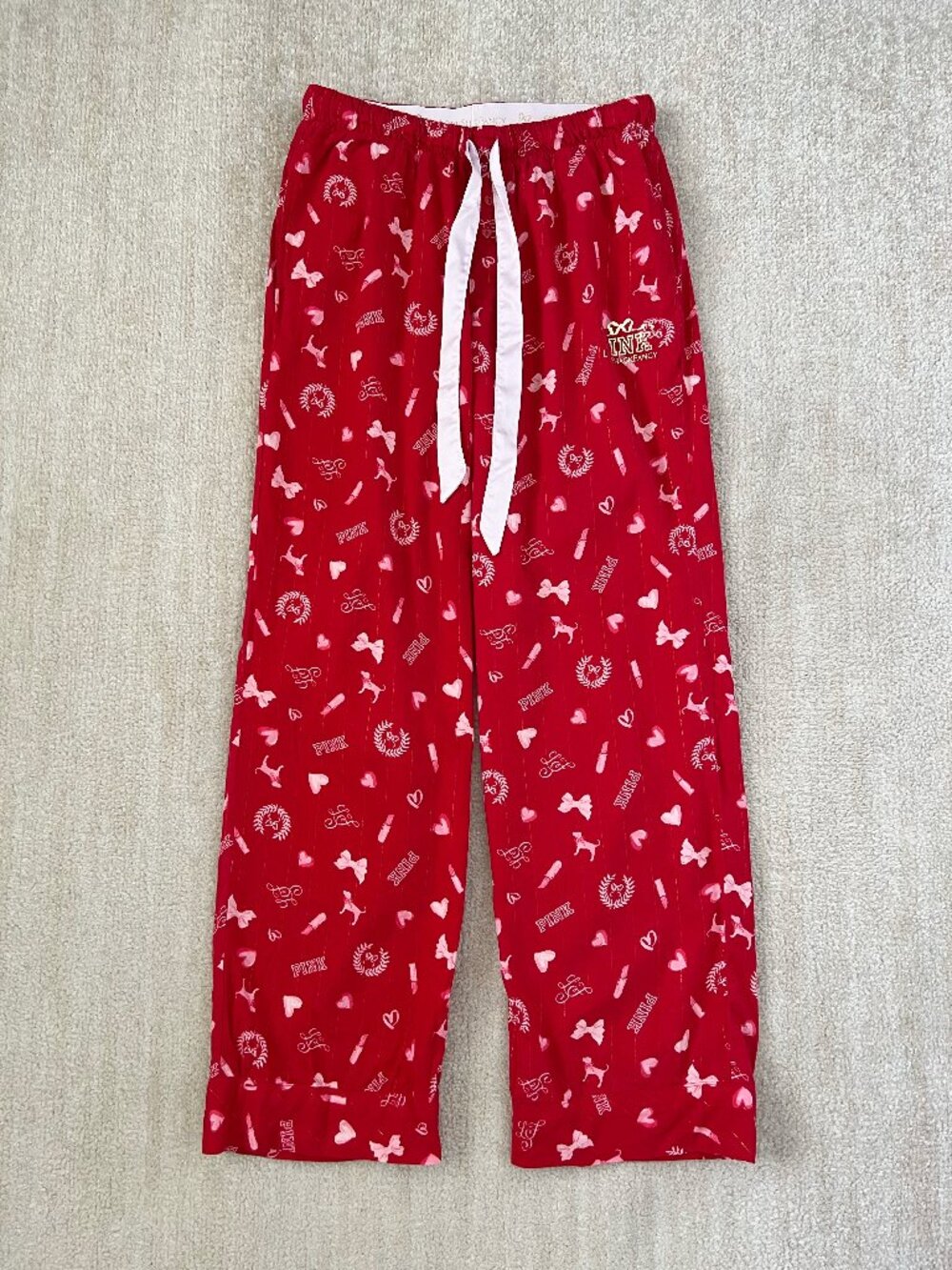 PINK Victoria’s Secret x LoveShackFancy Red Flannel Pajamas Pants S Short
